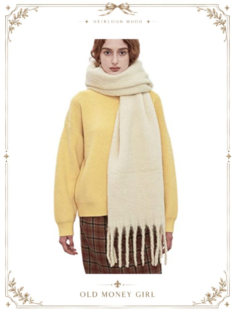 Oversized Chunky Plaid Scarf Cashmere Feel Soft Thick Winter Warm Tassel Wrap